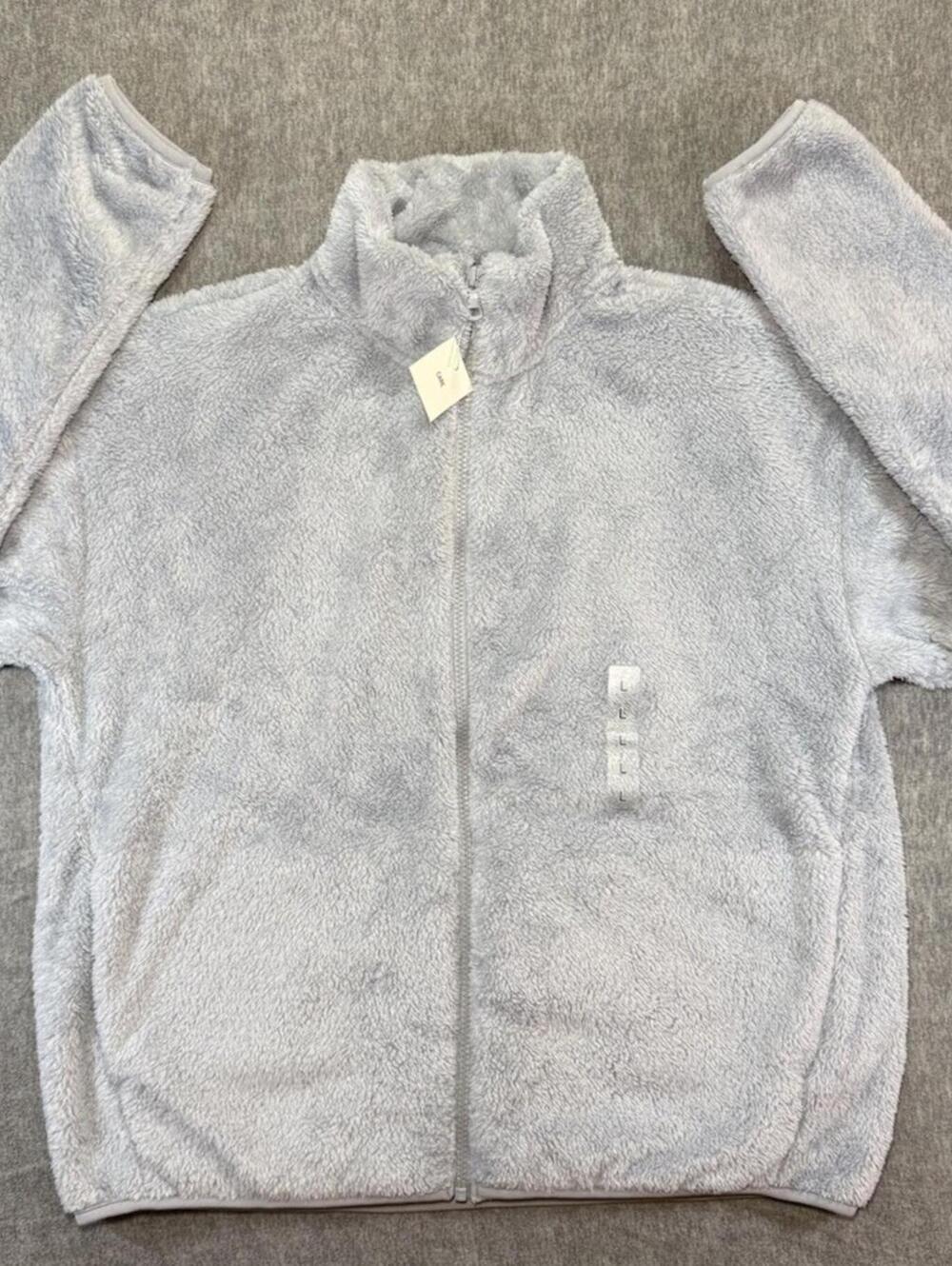 NEW Uniqlo Women’s Fleece Zip Up Jacket-Large/Light Blue/Fluffy/Long Sleeve